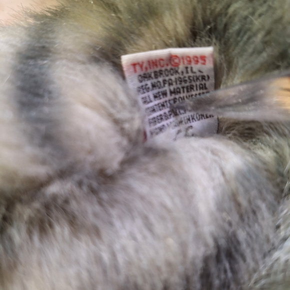 Ty Beanie Buddies Al E. Cat Striped Gray Tabby Cat Plush 13" Red Bow 1995 - Picture 11 of 11